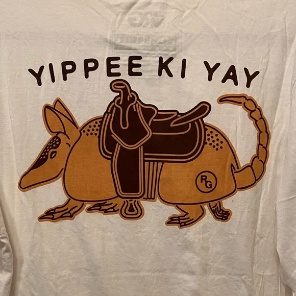 Rowdy Gentlemen NWT Yippee Ki Yay Long Sleeve, White Size Lg - Picture 2 of 7